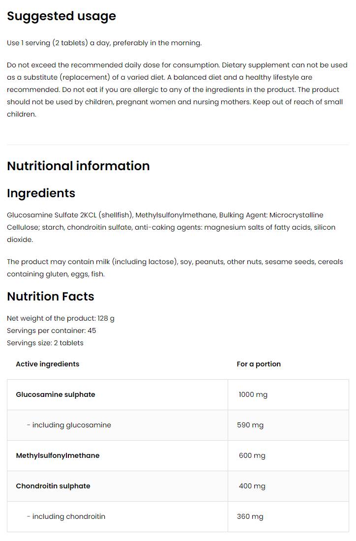 Glucosamina + msm + condroitina - 90 comprimidos