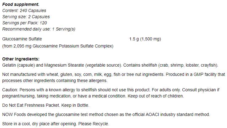 Glükosamiinsulfaat 750 mg - 240 kapslit