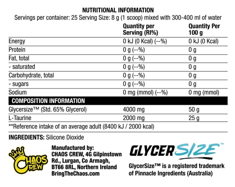 Glycercer schwëllt | Stim gratis Pre -Workout - 200 Gramm
