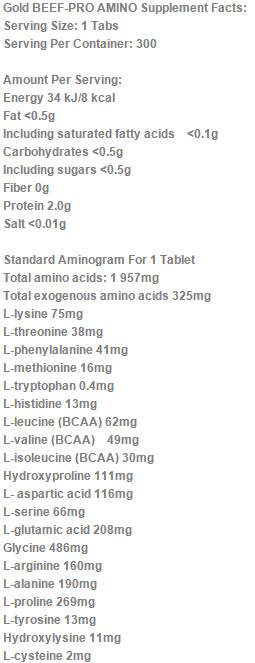 Złote wołowiny -Pro Amino Mega Tabs - 300 tabletek