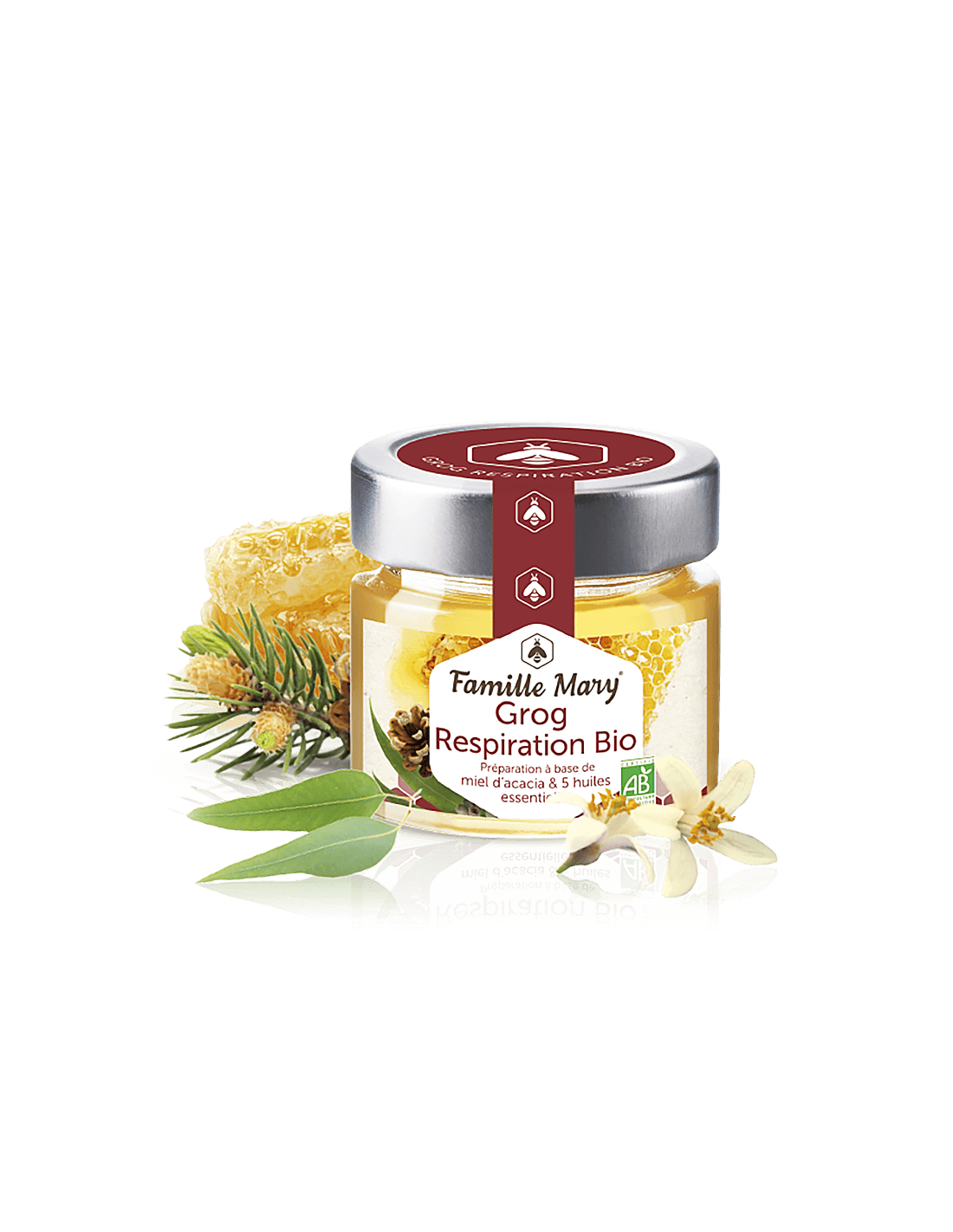 Grog Atmungsbio Bio / Grog fir de respiratoresche System (mat Acacia Hunneg a 4 wesentlechen Ueleger) 100 g famille Maria Maria