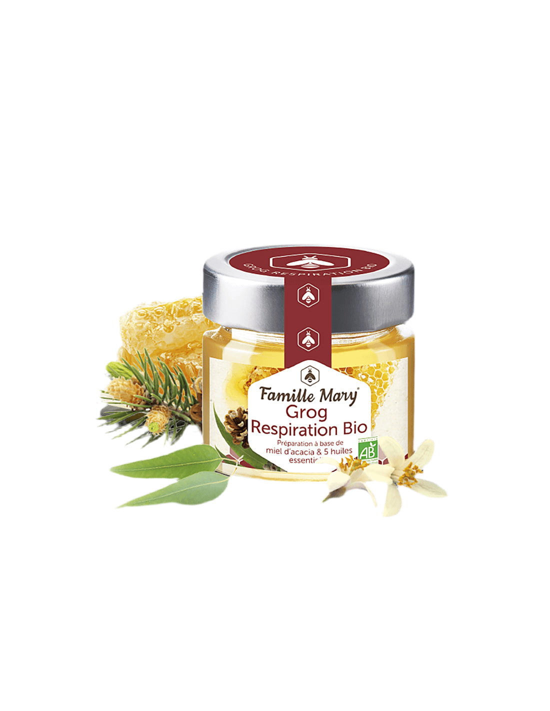 Grog Atmungsbio Bio / Grog fir de respiratoresche System (mat Acacia Hunneg a 4 wesentlechen Ueleger) 100 g famille Maria Maria