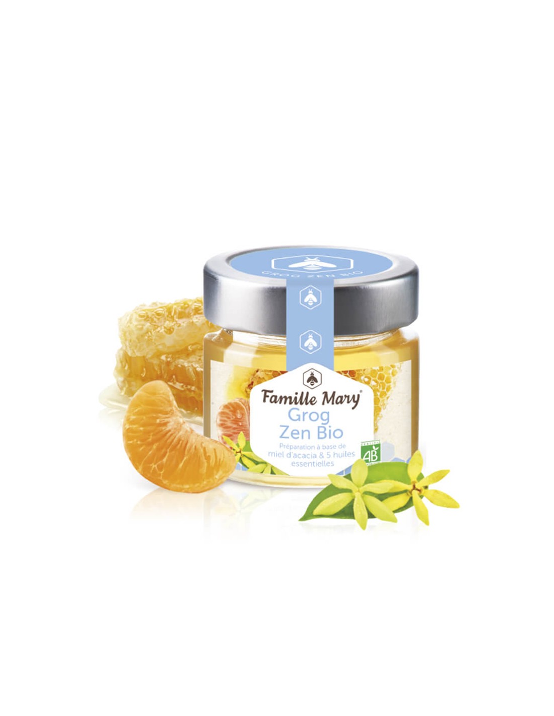 Grog Zen Bio / Grog dla układu nerwowego Acacia Honey i 5 olejków eterycznych, 100 g Famille Mary