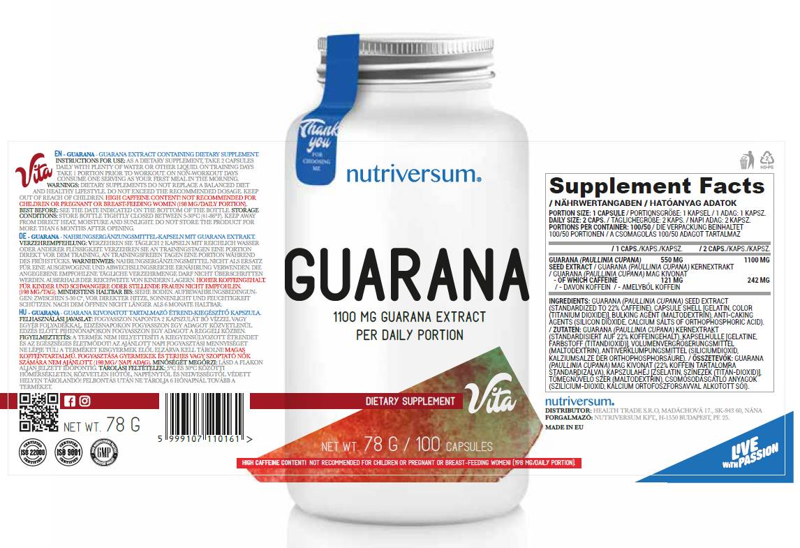 Guarana Extract 550 mg 100 capsules