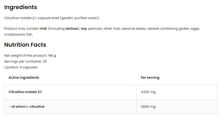 CITRULINE 4400 | Citruline Malate Caps 120 capsules