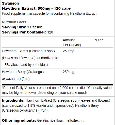 Hawthorn Extrakt 500 mg 120 Kapselen