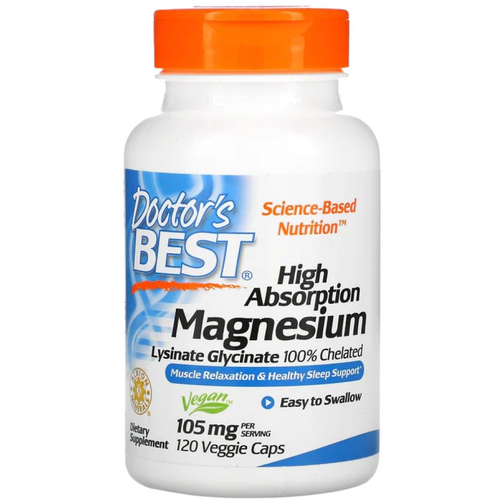 Wysoka wchłanianie 100% chelatowanego glicynianu magnezu 105 mg - 120 kapsułek