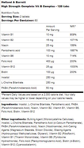 Hoge sterkte | Compleet Vit B -complex - 120 tabletten