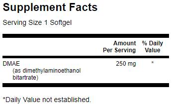 Aukštos stiprumas DMAE 250 mg 30 gelio kapsulės