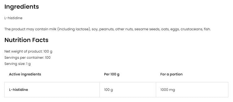 Histidinepoeder 100 gram
