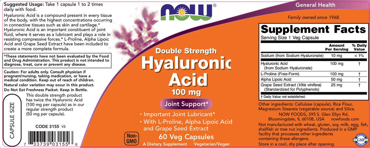 Ácido hialurónico 100 mg - 60 cápsulas