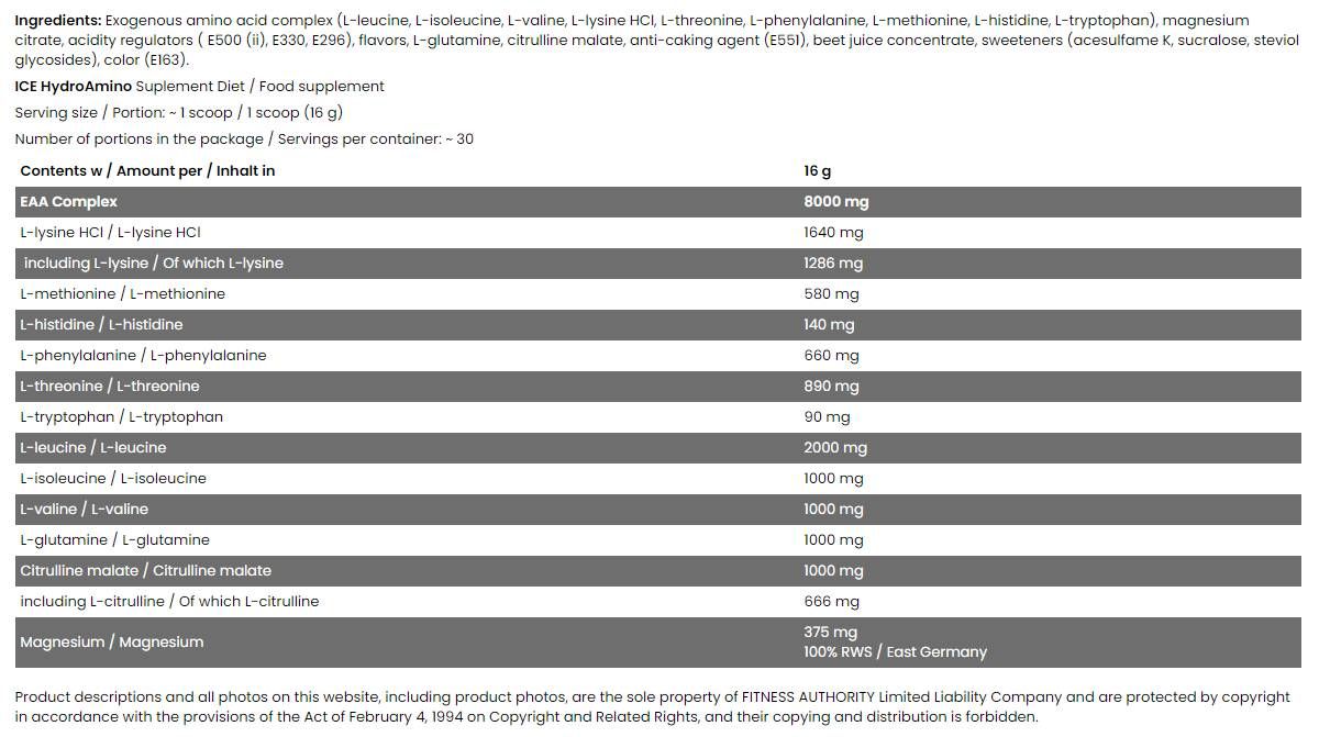 Hydro Amino / Eis Serie - 480 Gramm