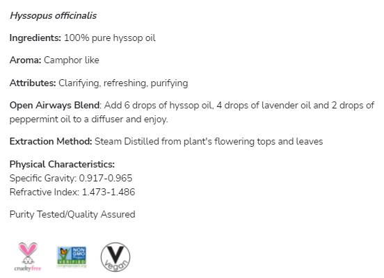 Hyssop Oil | 100% Pure Hyssopus Officinalis - 30 ml
