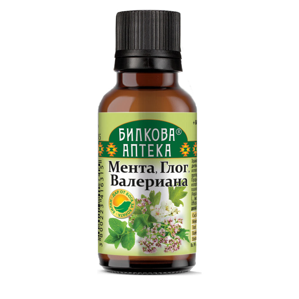 Tintura Mint, Hawthorn, Valerian - 20 ml