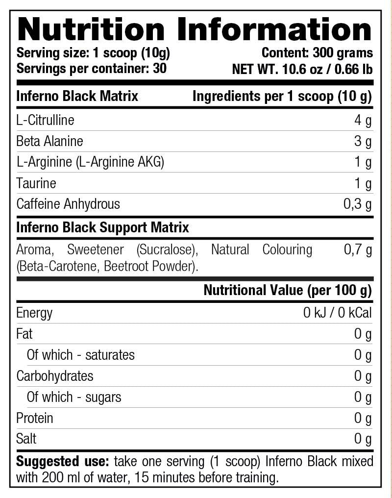 Inferno Black / Pre -Workout - 300 grams