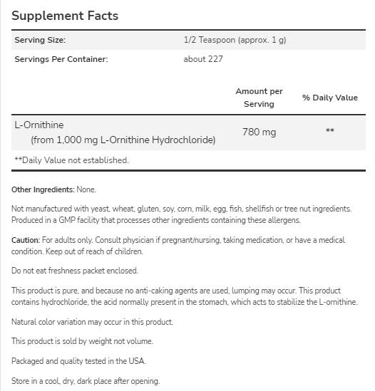 L -ornitino milteliai - 227 gramai