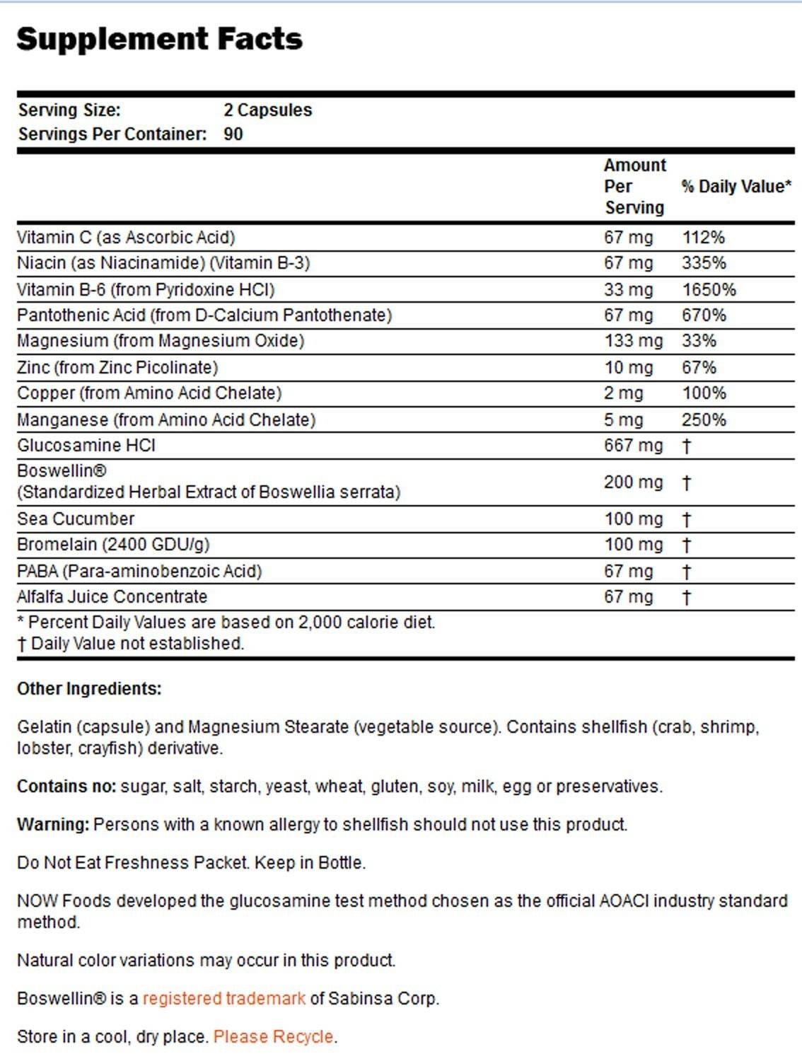 Joint Support | With Glucosamine, Boswellin and Sea Cucumber - 90 capsules
