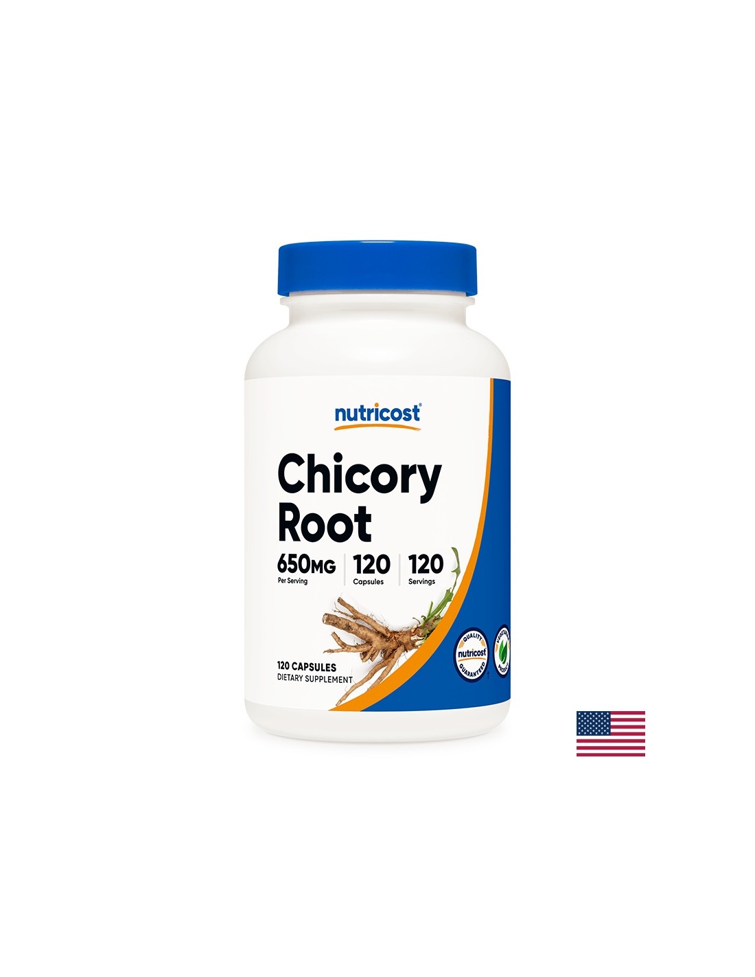 Raíz de achicoria - Para la diabetes y la indigestión, 650 mg, 120 cápsulas <tc>Nutricost</tc>