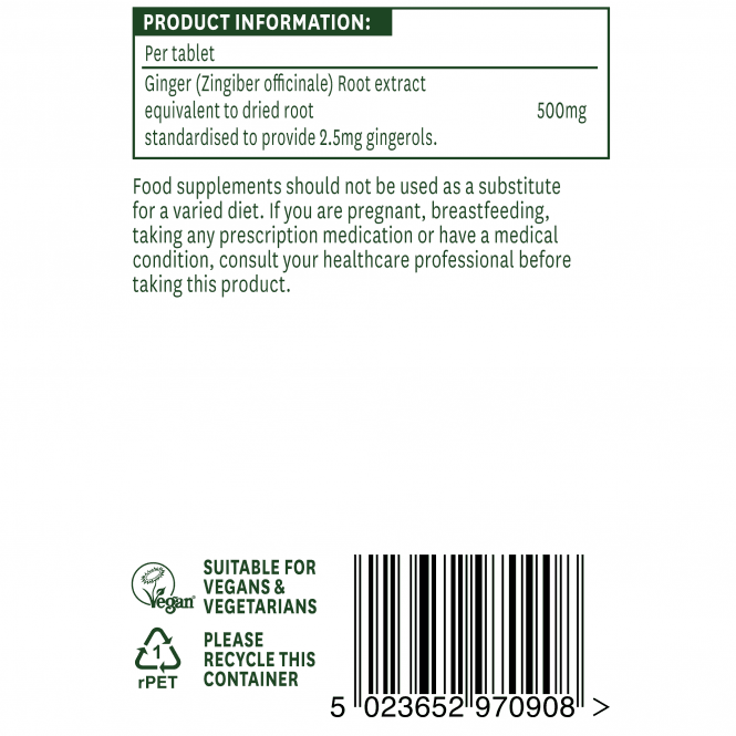 Ginger Root 500mg 90 tablets NaturesAid
