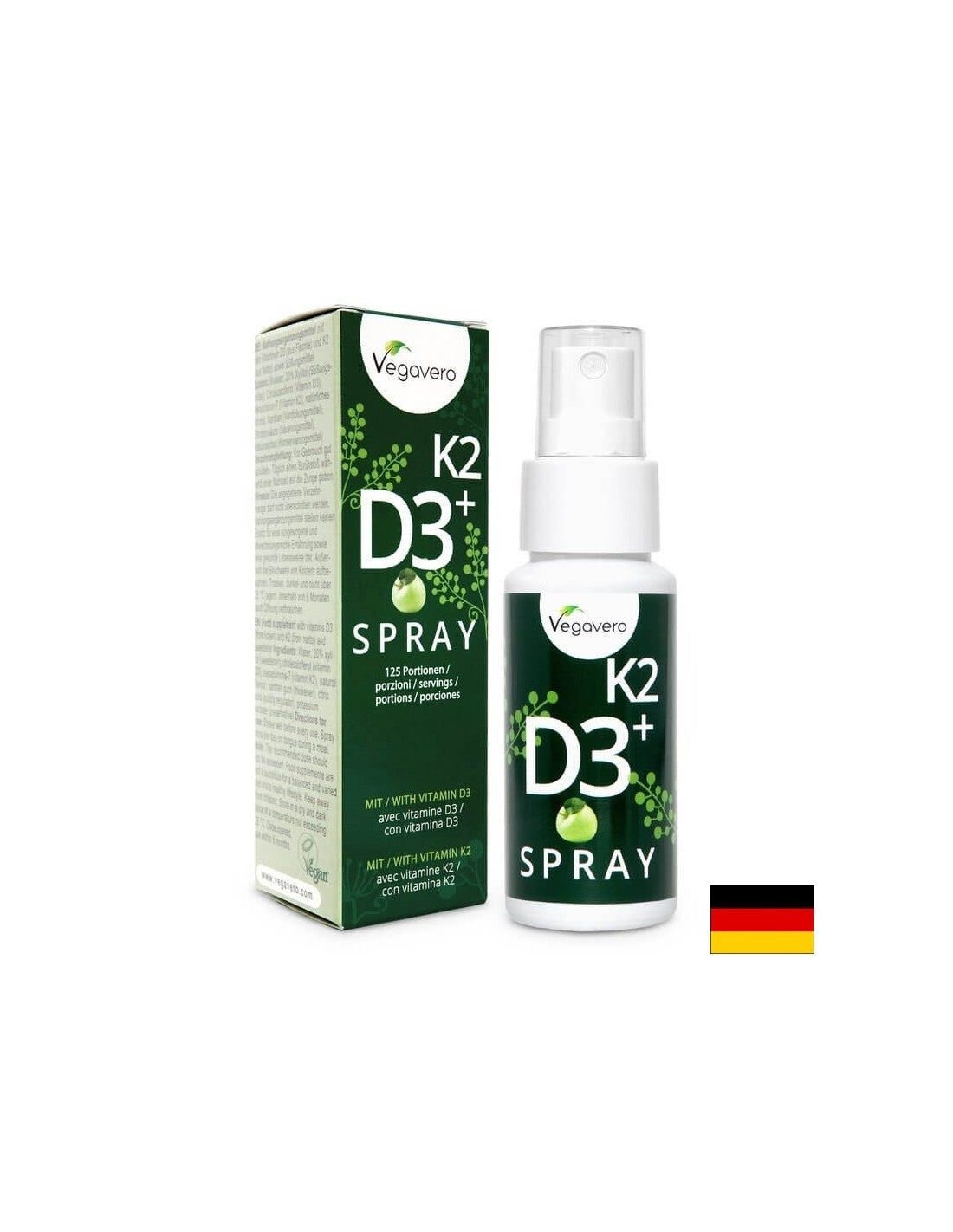 K2 + D3 Spray/ Vitamin K2 + D3/ Oral spray, 25 ml, 125 doses, 100% Vegan