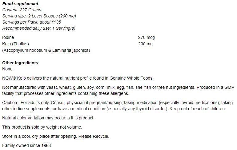 Kelp 100% Pure Powder - 227 grams