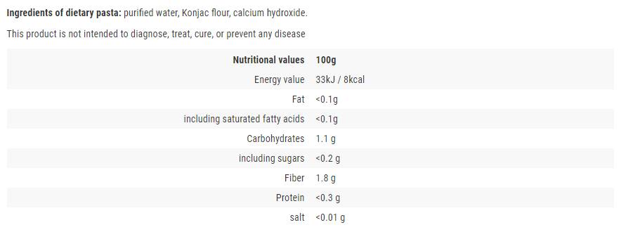 Noodles dietetici / da konjac - 200 grammi