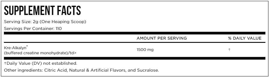 Kre-Alkalyn EFX Powder - 210~220 grams
