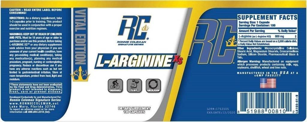 L-Arginine XS - 180 capsules