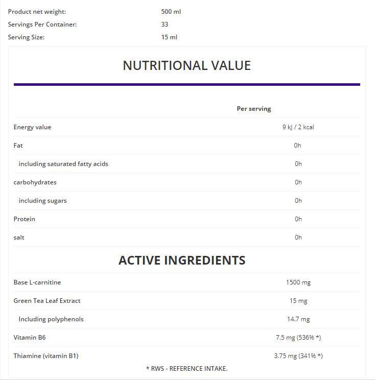 L-Carnitine + Green Tea 500 ml
