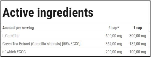 L -carnitina + té de té verde - 180 cápsulas