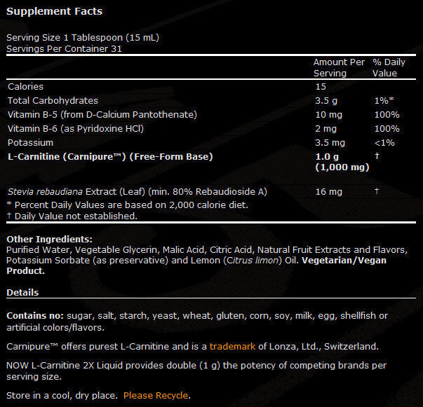 L -karnitīna šķidrums 1000 mg - 473 ml