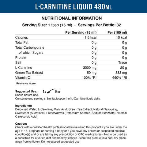 L -karnityna płyn 3000 z zieloną herbatą - 480 ml