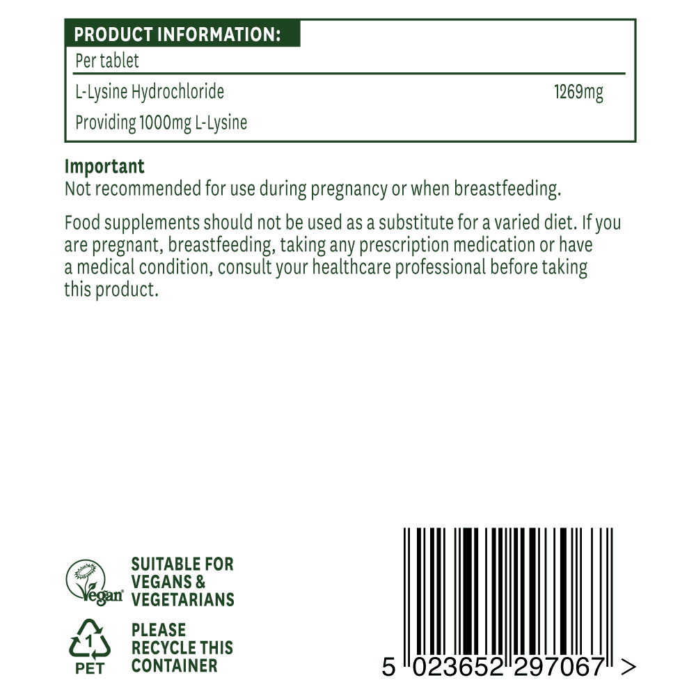 L-Lysine 1000mg 60 tablets NaturesAid