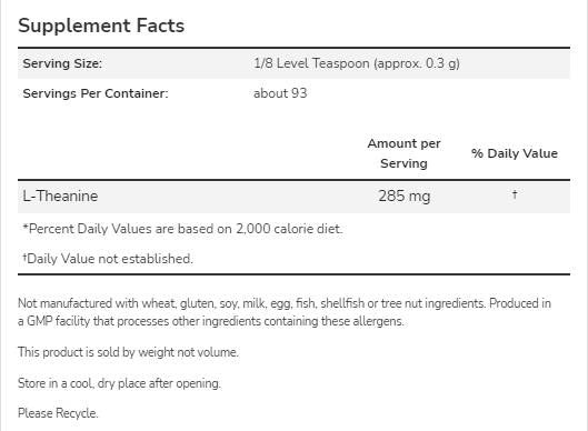 L-Theanine Pure Powder - 28 grams