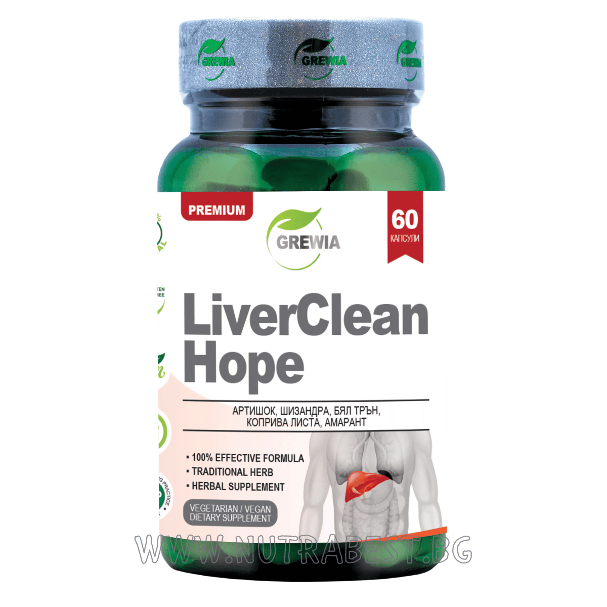 Cápsulas de esperança limpa / 6o do fígado, 30 doses / Grewia