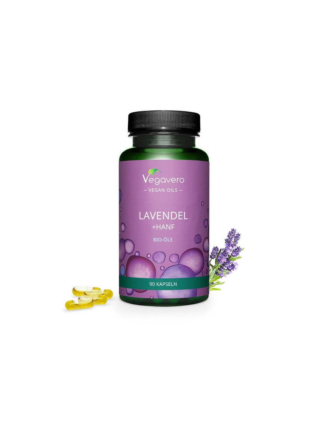 Lavendel + Hanf Bio -me - Bio Lavender an Hanf Ueleg, 90 Vegavo Kapselen