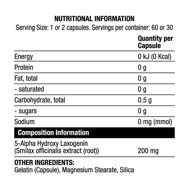 Laxo | Laxogenin ~ Smilax Officianalis Extract - 60 capsules