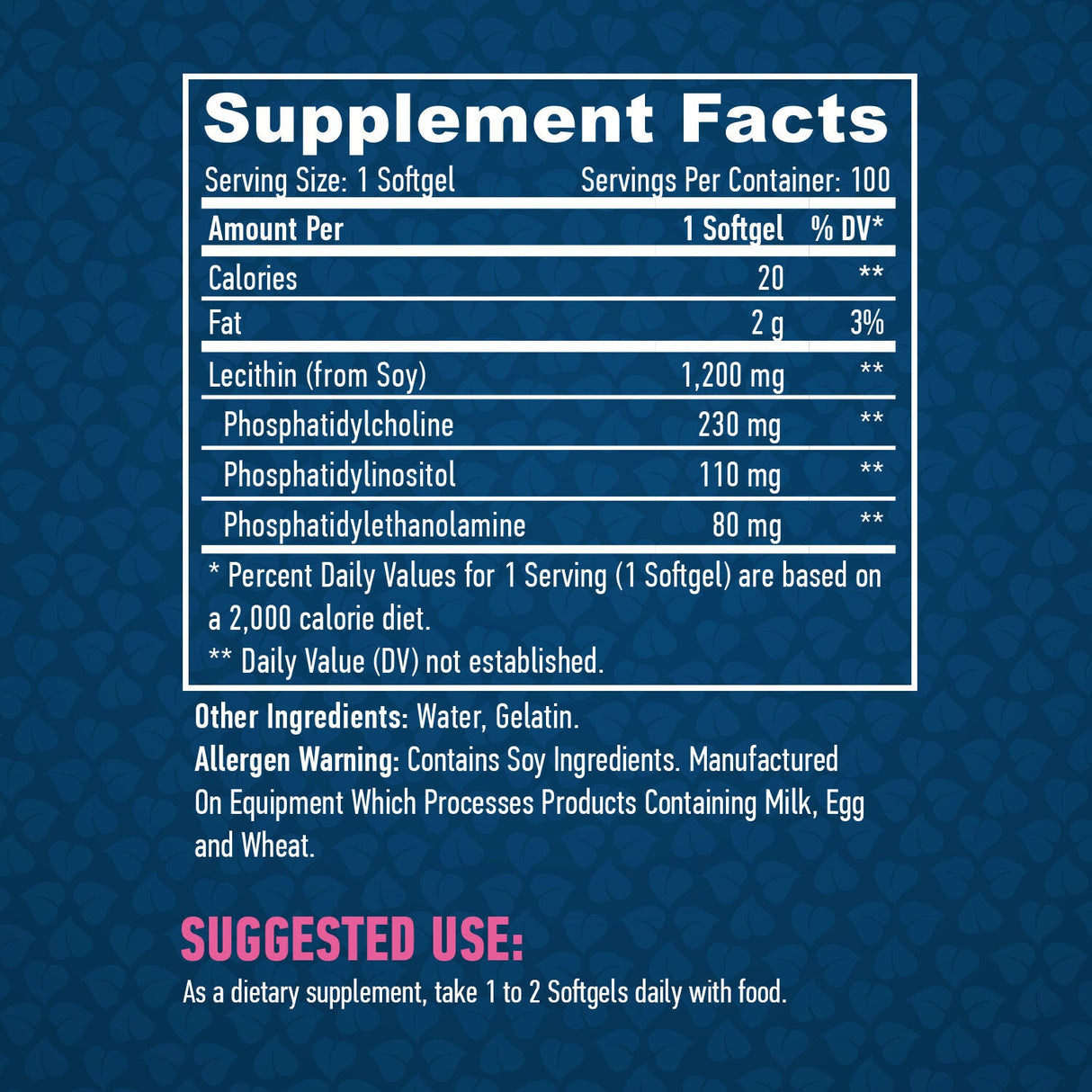 Lecithin 1200 mg. / 100 softgels