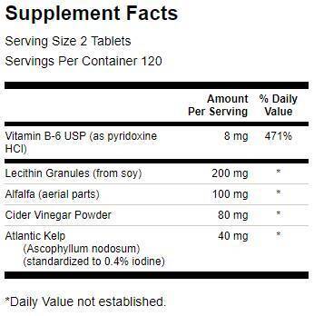 Lecithin, Kelp, B-6, & Cider Vinegar 428 mg - 240 Tablets