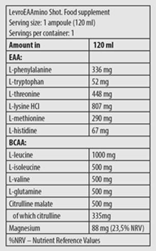 „Levro Eaamino“ šūvis | Esminės aminorūgštys - 120 ml