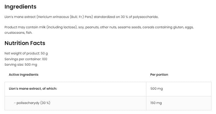 Lion's Mane Powder 50 grams