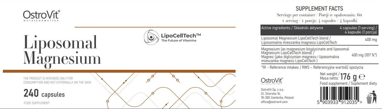 Liposomal Magnesium | Lipocellteech ™ 240 Kapselen