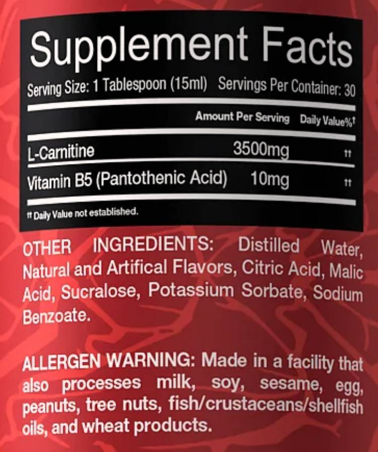 Vloeibare L-carnitine 3500 mg 450 ml