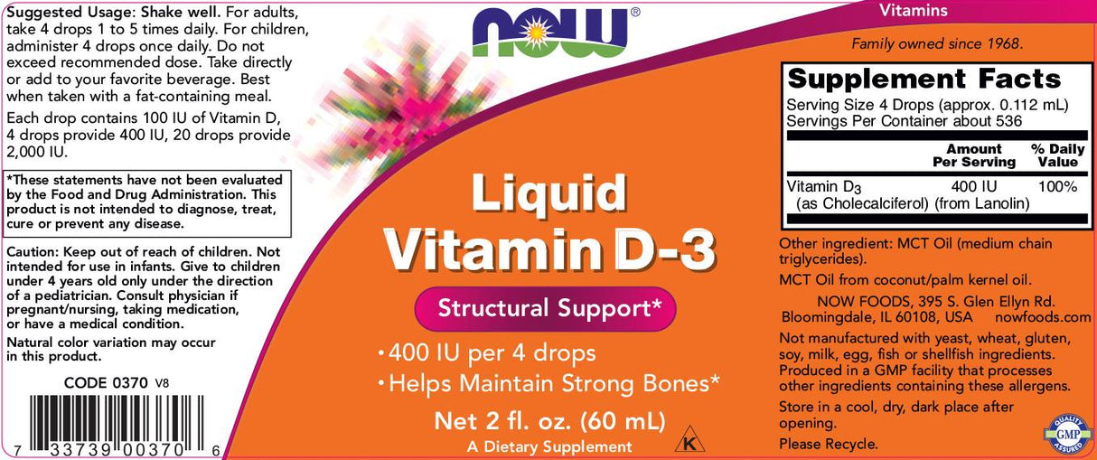 Płynna witamina D -3 /100 IU na kroplę - 60 ml