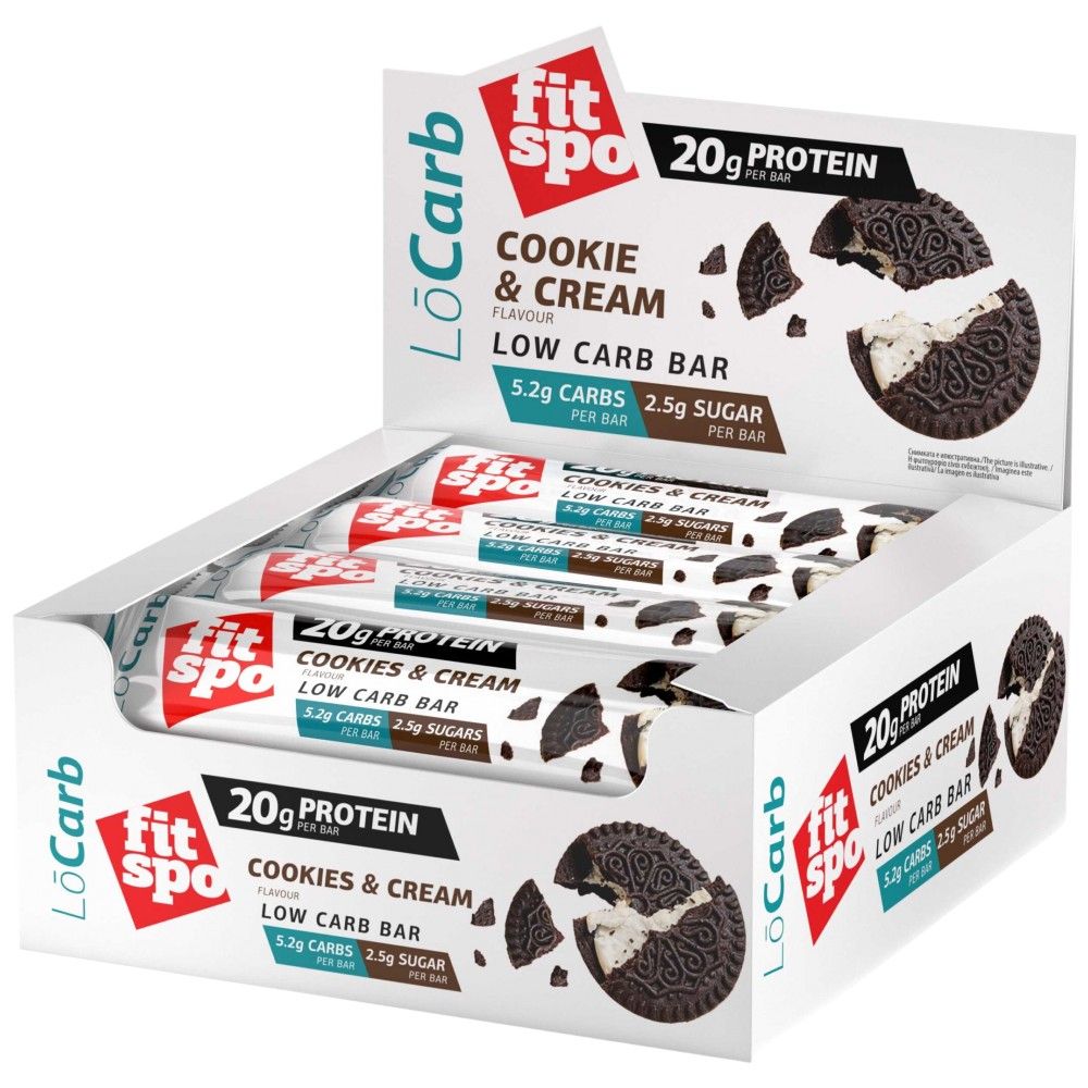 LoCarb Protein Bars | Keto Friendly Cookies & Cream - 12 x 60 grams