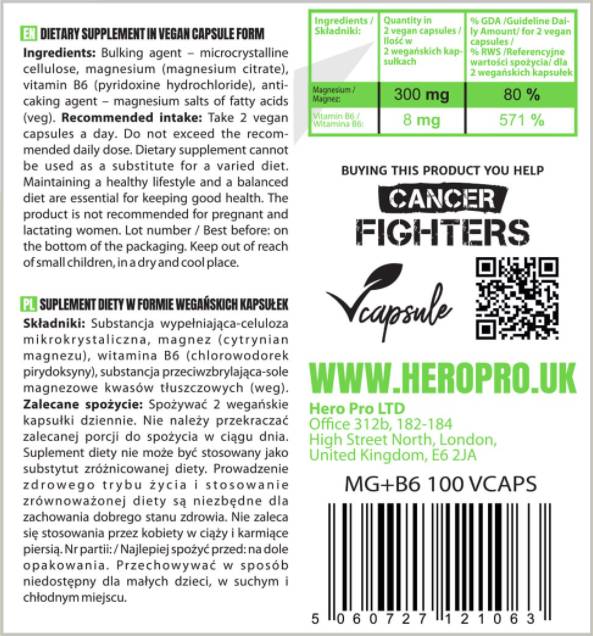 MG + B6 | Magnesium Citrate + B6 - 100 capsules