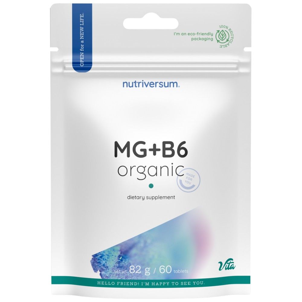 MG + B6 | Organic Magnesium + Vitamin B6 - 60 Tablets
