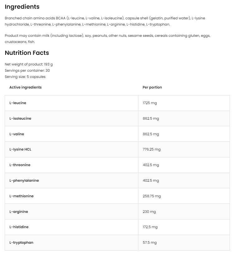 EAA 5750 / Essential Amino Acids - 150 capsules