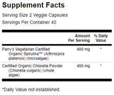 Pagaminta iš organinės spirulinos ir chlorella 400 mg 90 kapsulių