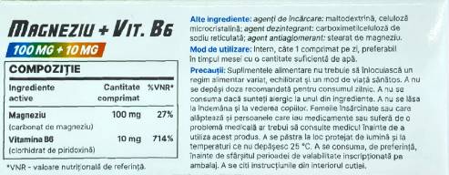 Magnesium 100 mg + Vitamin B6 10 mg - 30 Tablets